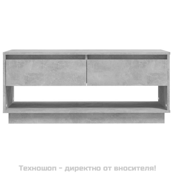 ТВ шкаф, бетонно сиво, 102x41x44 см, инженерно дърво