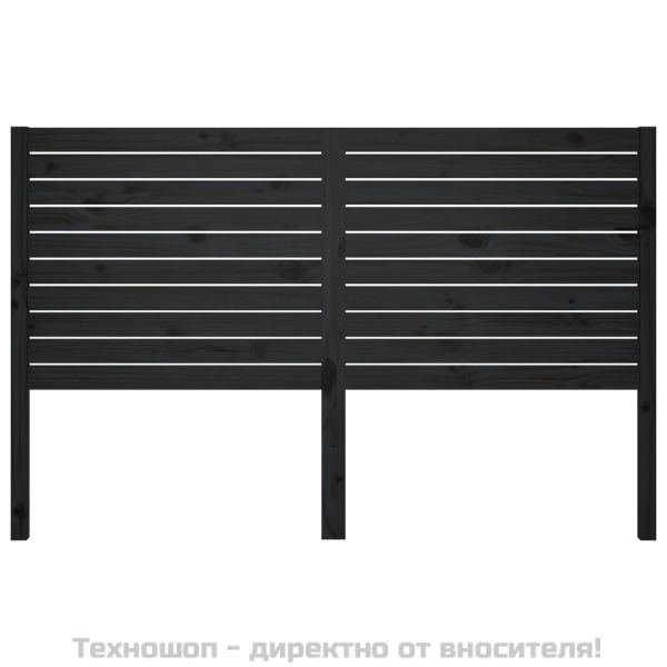 Горна табла за легло, черна, 126x4x100 см, бор масив