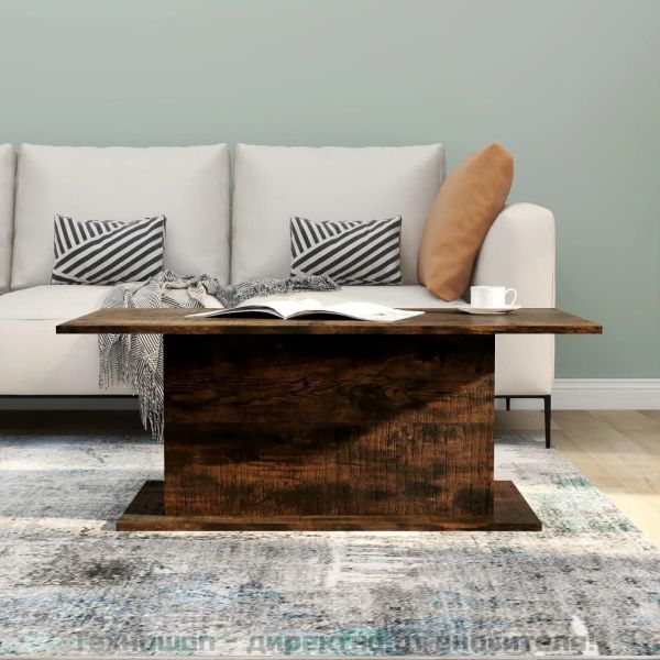 Кафе маса, опушен дъб, 102x55,5x40 см, инженерно дърво