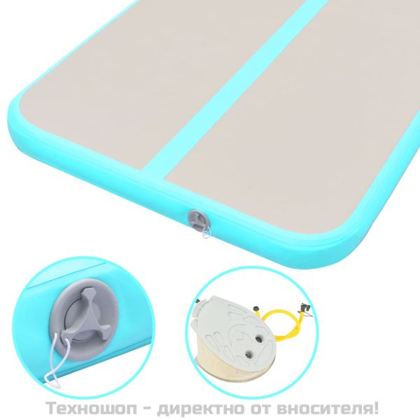 Надуваем дюшек за гимнастика с помпа, 800x100x10 см, PVC, зелен