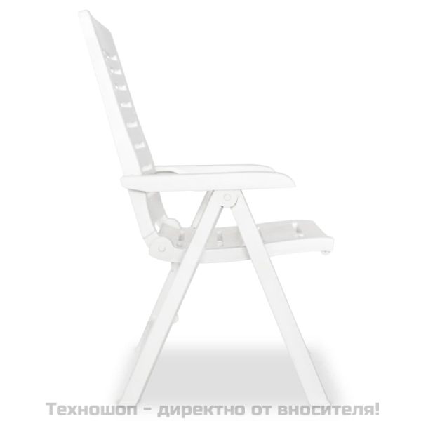 Градински столове, регулируеми, 2 бр, пластмаса, бели