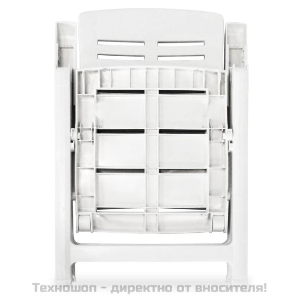 Градински столове, регулируеми, 2 бр, пластмаса, бели