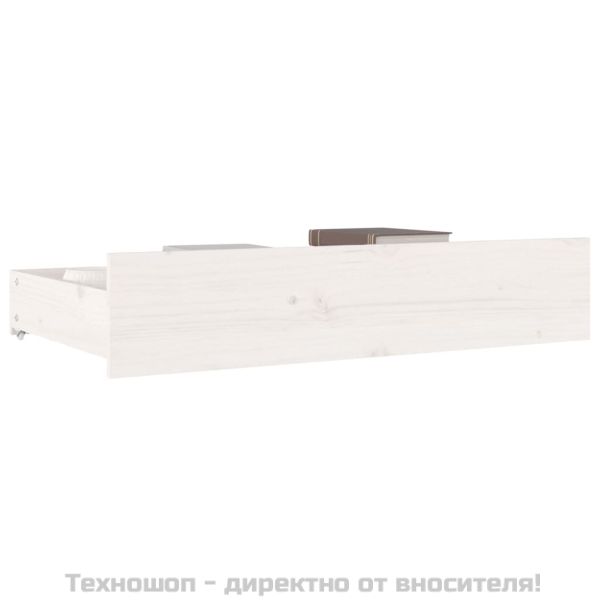 Чекмеджета за легло, 4 бр, бели, бор масив