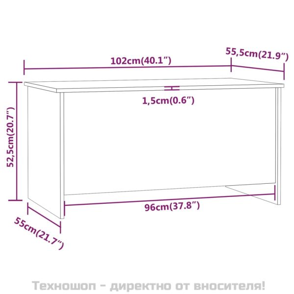 Маса за кафе, бетонно сива, 102x55,5x52,5 см, инженерно дърво