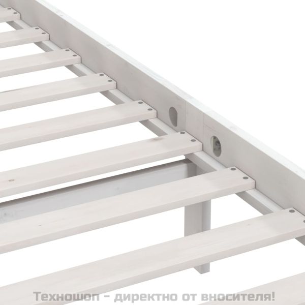 Рамка за легло, бяла, дърво масив, 120x190 см, Small Double