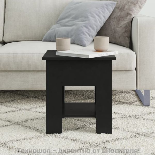 Маса за кафе, черна, 40x40x42 см, инженерно дърво