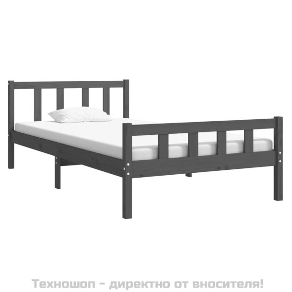 Рамка за легло, сива, масивно дърво, 100х200 см