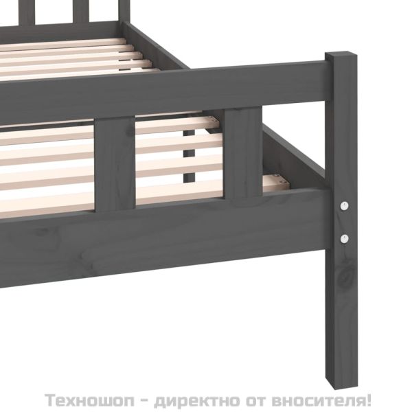 Рамка за легло, сива, масивно дърво, 120х200 см