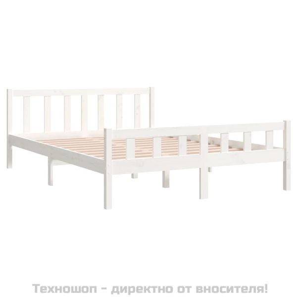 Рамка за легло, бяла, дърво масив, 150x200 cм, King Size