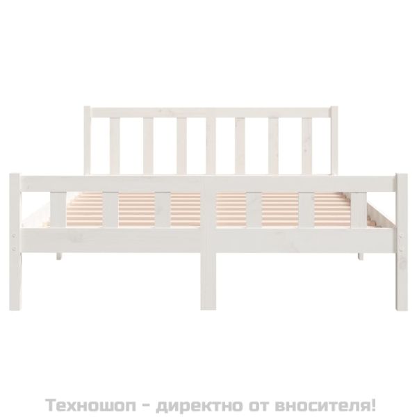 Рамка за легло, бяла, дърво масив, 150x200 cм, King Size