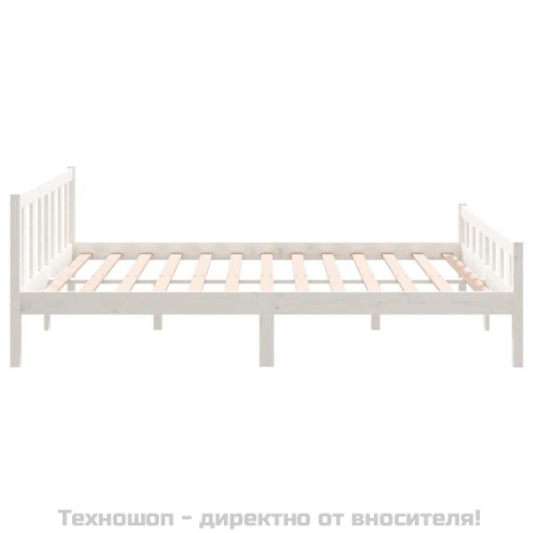 Рамка за легло, бяла, дърво масив, 150x200 cм, King Size
