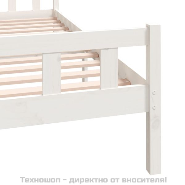 Рамка за легло, бяла, дърво масив, 150x200 cм, King Size