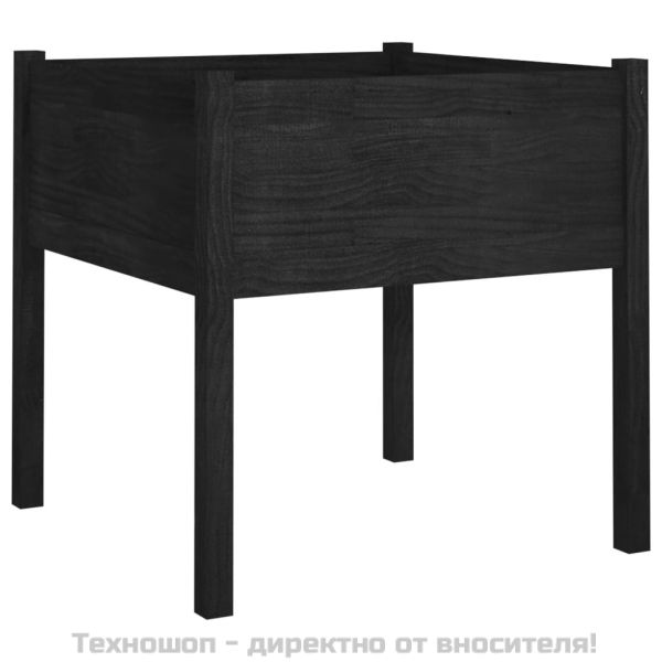 Градински сандъци, 2 бр, черни, 70x70x70 см, бор масив