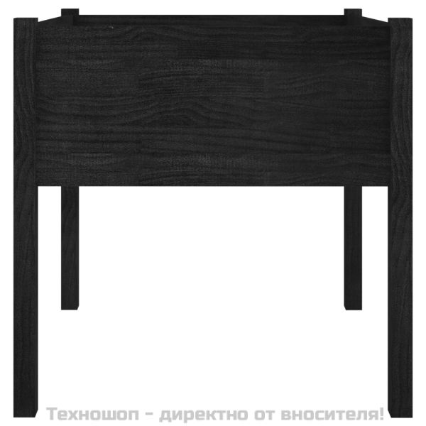 Градински сандъци, 2 бр, черни, 70x70x70 см, бор масив