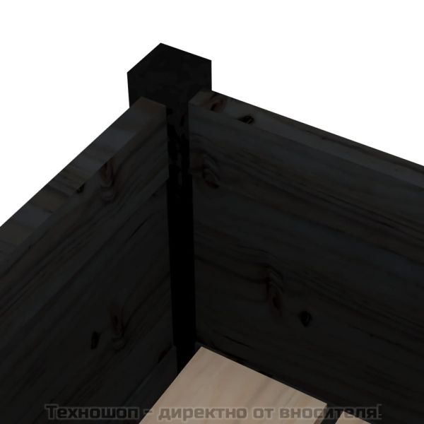 Градински сандъци, 2 бр, черни, 70x70x70 см, бор масив