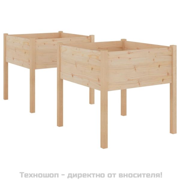 Градински сандъци, 2 бр, 70x70x70 см, борово дърво масив