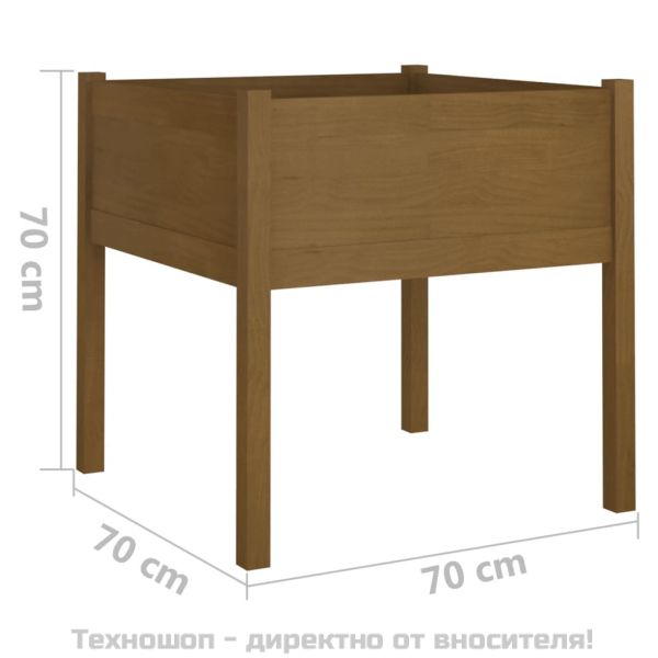 Градински сандъци, 2 бр, меденокафяви, 70x70x70 см, бор масив