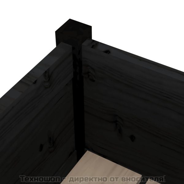 Градински сандък, черен, 70x70x70 см, бор масив