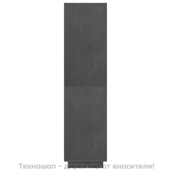 Библиотека/разделител за стая, сива, 80x35x135 см, бор масив