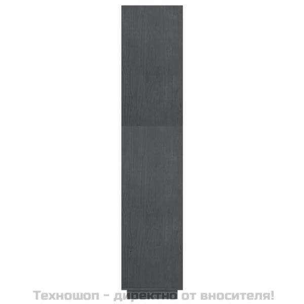 Библиотека/разделител за стая, сива, 80x35x167 см, бор масив