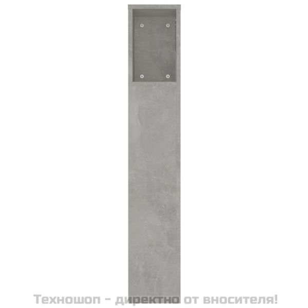 Табла за легло тип шкаф, бетонно сива, 220x18,5x104,5 см