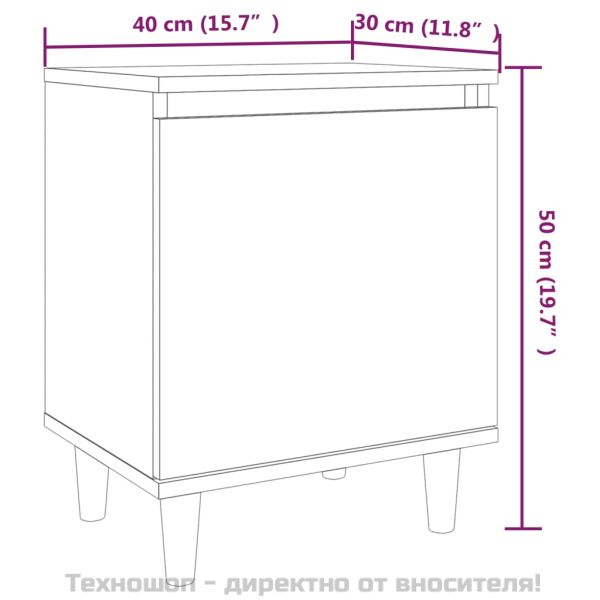 Нощни шкафчета с крака дърво масив 2 бр опушен дъб 40x30x50 см