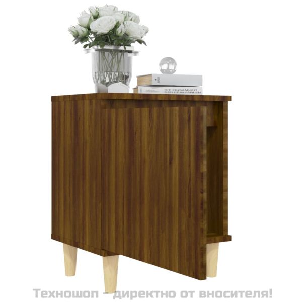 Нощни шкафчета с крака масивно дърво 2 бр кафяв дъб 40x30x50 см
