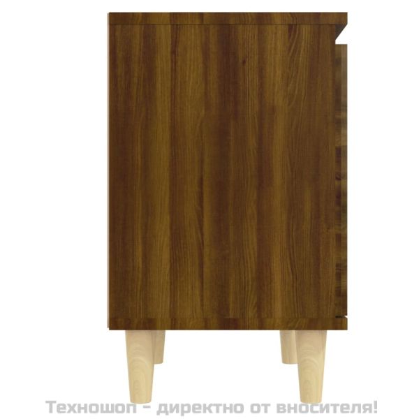 Нощни шкафчета с крака масивно дърво 2 бр кафяв дъб 40x30x50 см