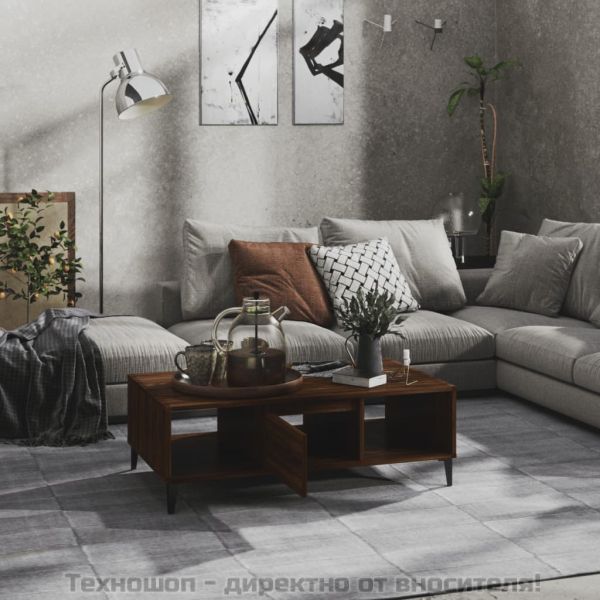 Маса за кафе, кафяв дъб, 103,5x60x35 см, инженерно дърво