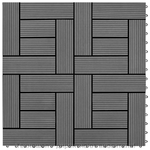WPC декинг плочки за 1 кв. м, 11 бр, 30 x 30 см, сиви