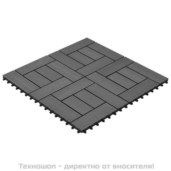 WPC декинг плочки за 1 кв. м, 11 бр, 30 x 30 см, сиви