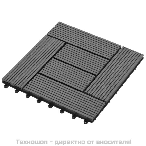 WPC декинг плочки за 1 кв. м, 11 бр, 30 x 30 см, сиви