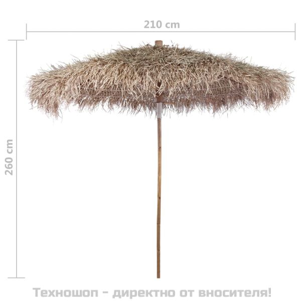 Бамбуков чадър с покрив от бананови листа, 210 см