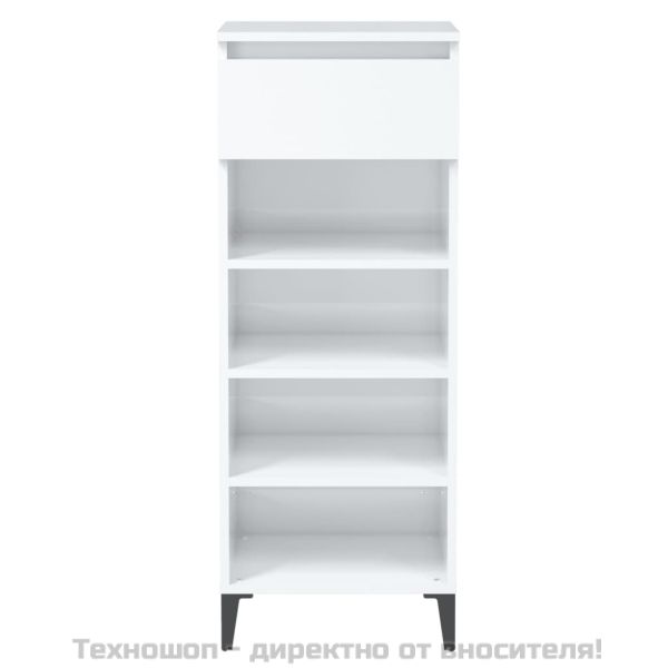 Поставка за обувки, бял гланц, 40x36x105 см, инженерно дърво