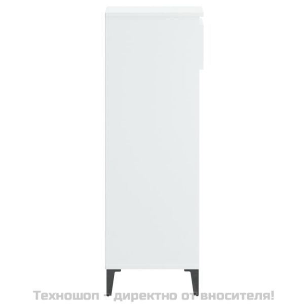 Поставка за обувки, бял гланц, 40x36x105 см, инженерно дърво