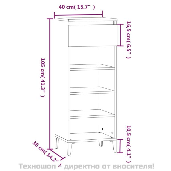 Поставка за обувки, бял гланц, 40x36x105 см, инженерно дърво