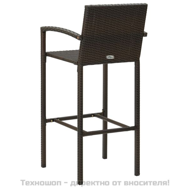 Градински бар комплект с подлакътници, 5 части, кафяв полиратан