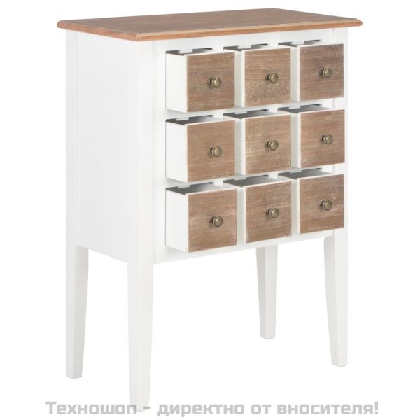 Сайдборд, бял, 54x30x80 см, масивно дърво