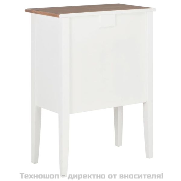 Сайдборд, бял, 54x30x80 см, масивно дърво