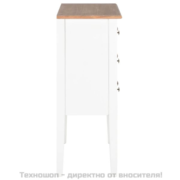 Сайдборд, бял, 54x30x80 см, масивно дърво
