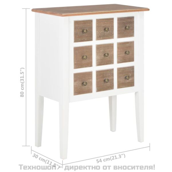 Сайдборд, бял, 54x30x80 см, масивно дърво