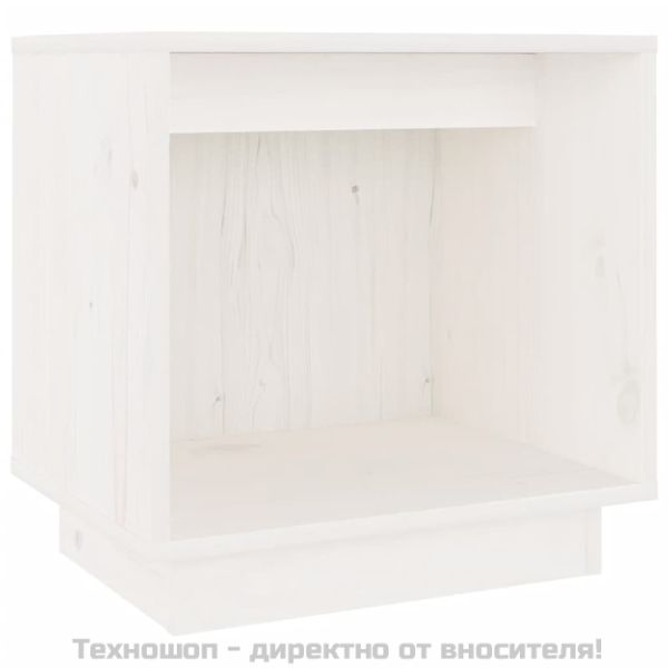 Нощно шкафче, бяло, 40x30x40 см, борово дърво масив