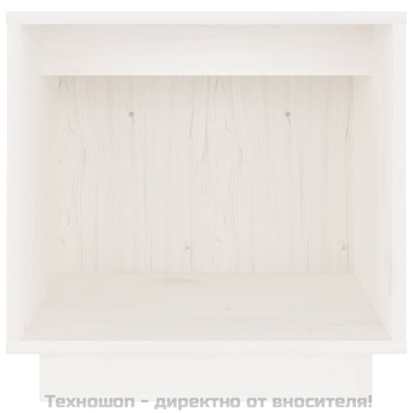 Нощно шкафче, бяло, 40x30x40 см, борово дърво масив