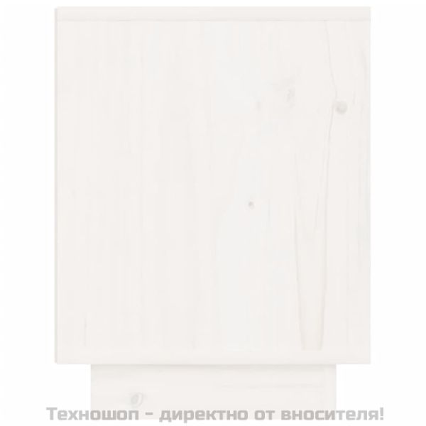 Нощно шкафче, бяло, 40x30x40 см, борово дърво масив
