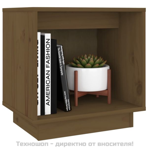 Нощни шкафчета, 2 бр, меденокафяви, 40x30x40 см, бор масив