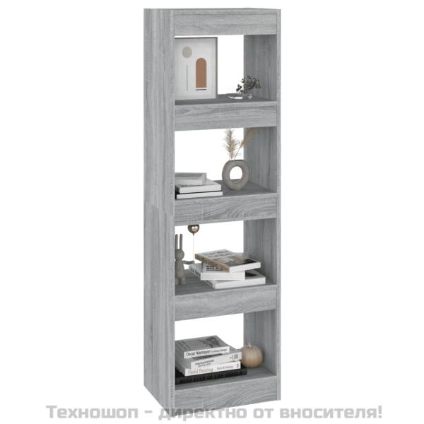 Библиотека/разделител за стая, сив сонома, 40x30x135 см