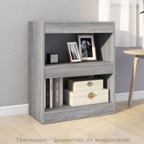 Библиотека/разделител за стая, сив сонома, 60x30x72 см