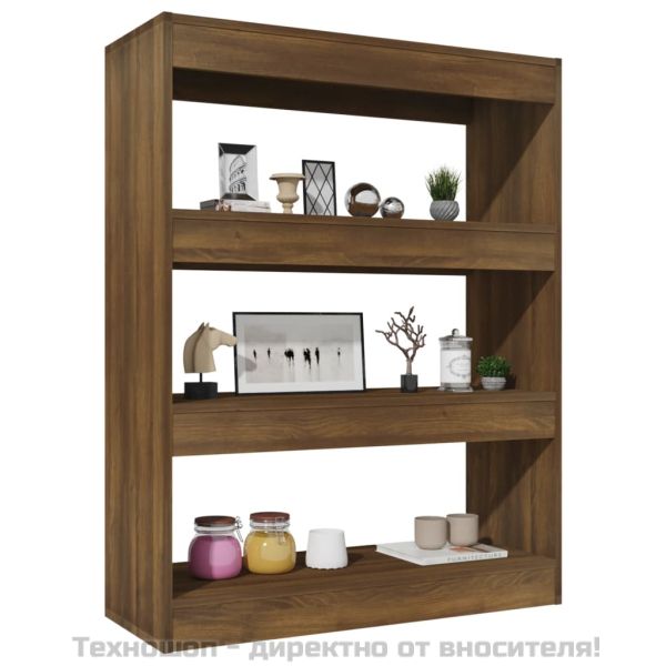 Библиотека/разделител, кафяв дъб, 80x30x103 см, инженерно дърво