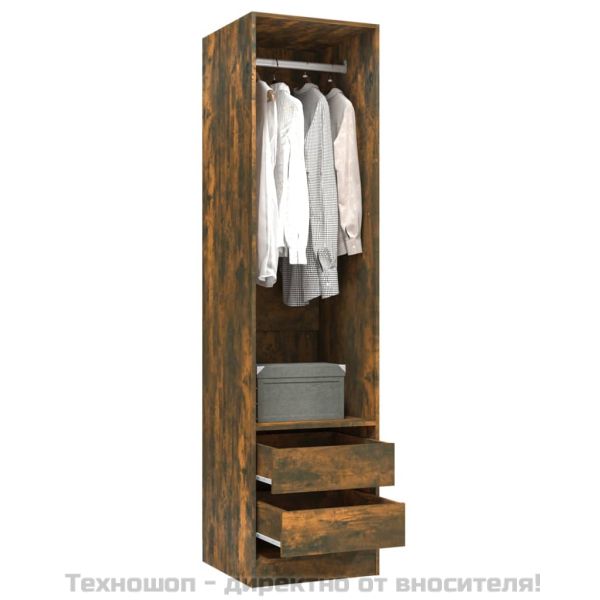 Гардероб с чекмеджета опушен дъб 50x50x200 см инженерно дърво