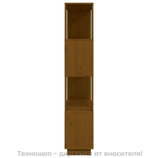 Библиотека/разделител за стая, меденокафява, 80x25x132 см, бор